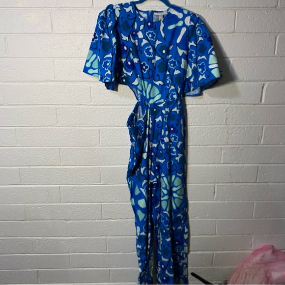 Rhode Linen Jumpsuit Cutout Side Full Length Overalls Bell Sleeve Small x Target - Picture 7 of 16